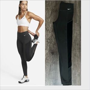NikeONE size S Women's Mid-Rise THERMA FIT Tights-Smoke Grey/Black DQ6271-070